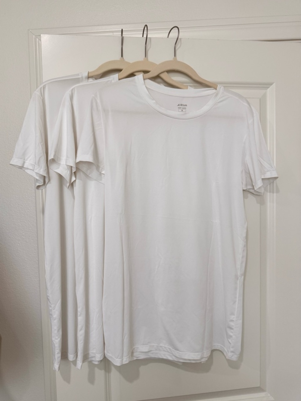NEW 3 Uniqlo White Men's Short Sleeve Airism Crew Neck Tee Size M